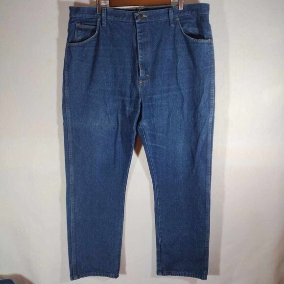 Rustler Men's Size 42x32 Blue Regular Fit Straight Leg 100% Cotton Denim Jeans - Picture 1 of 10